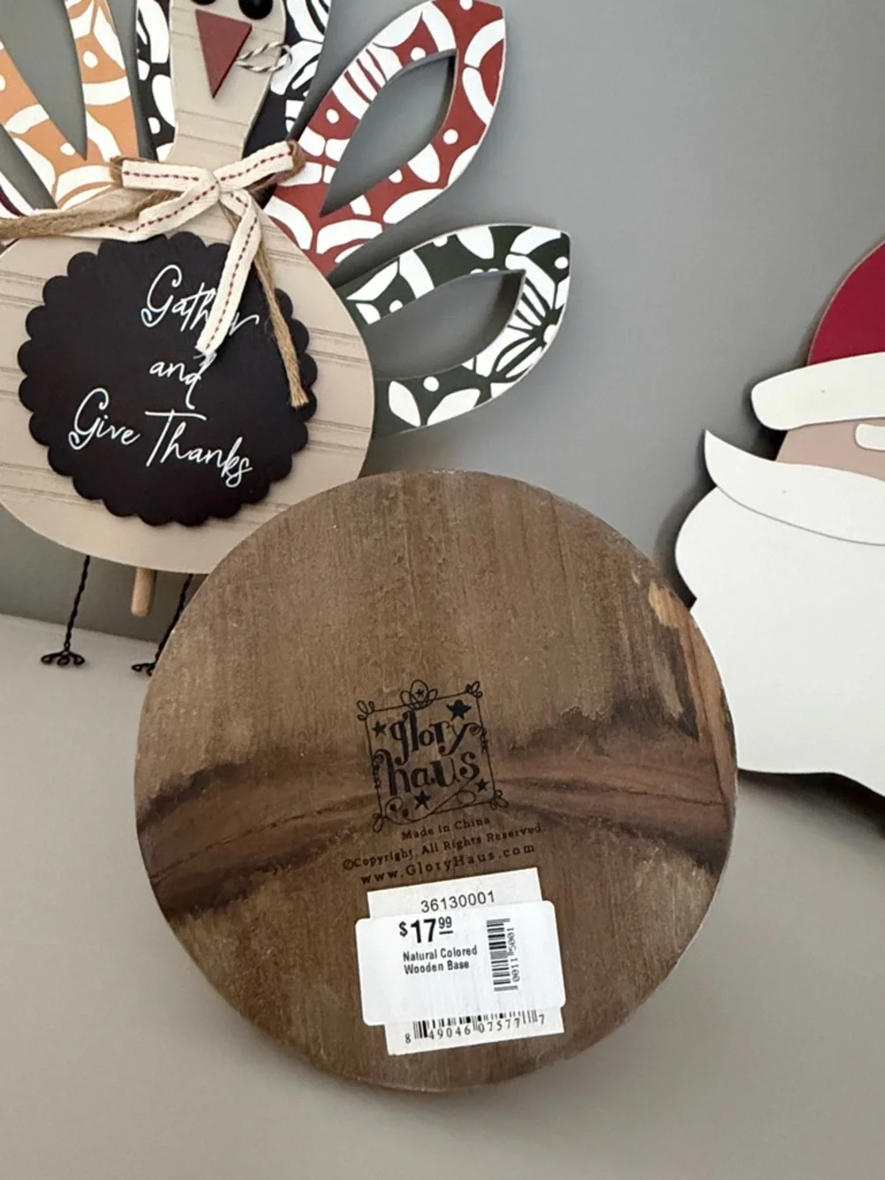 Glory Haus Wooden Holiday Decor 5 count holiday toppers and stand - Picture 7 of 9